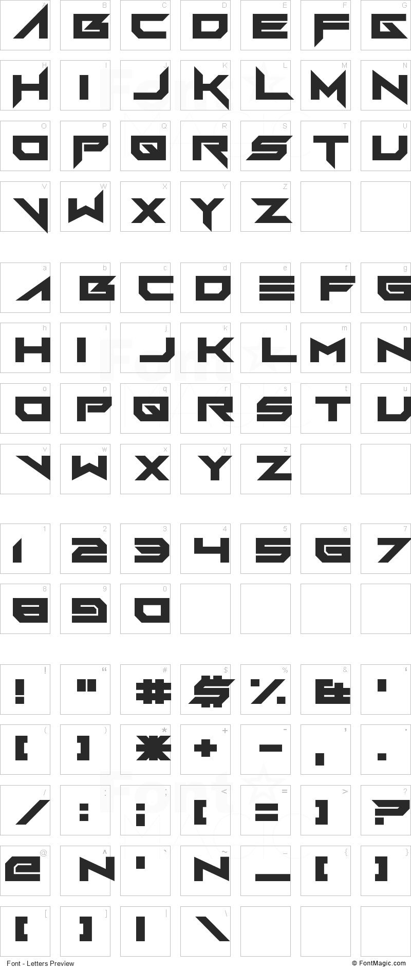 FoughtKnight Victory Font - All Latters Preview Chart